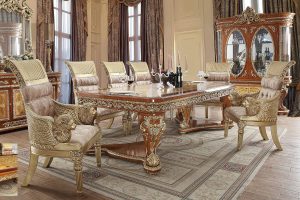 Dining Set Meja Makan Jati Klasik Mewah 8 Kursi Relief